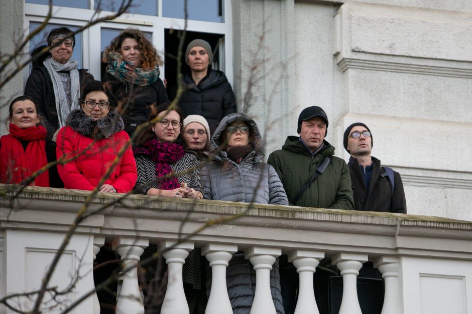 Muzikos akademijos dėstytojai protesto akciją dėl algų pradėjo šauksmu