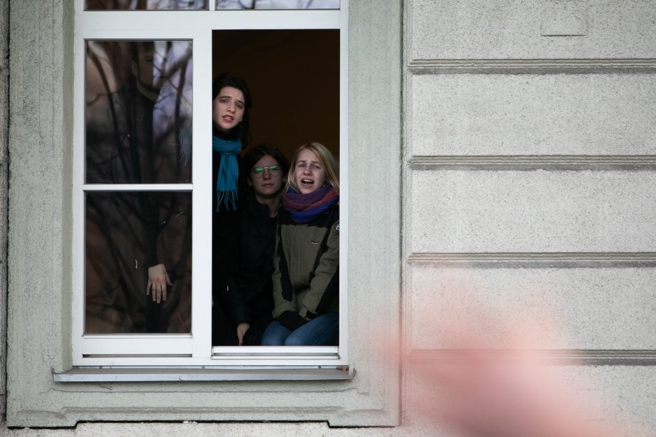 Muzikos akademijos dėstytojai protesto akciją dėl algų pradėjo šauksmu