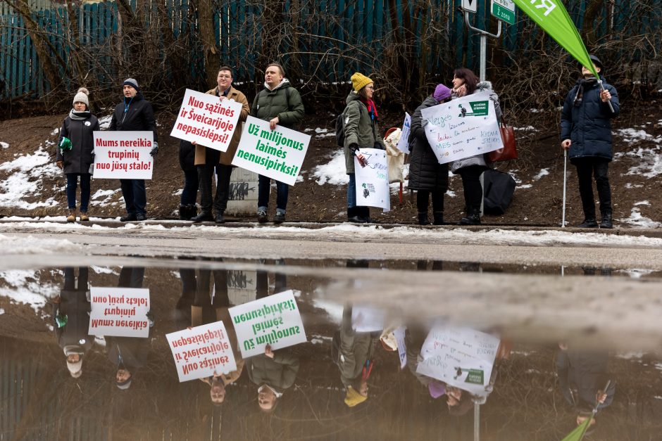 Piketuotojai Vilniuje susirinko palaikyti streikuojančių „Achemos“ darbuotojų