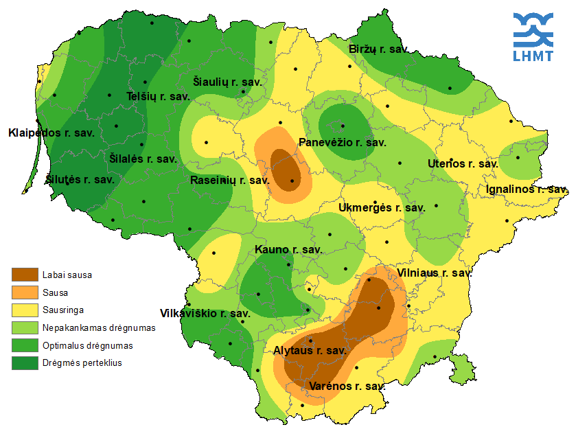 Lietaus dar trūksta: stichinė sausra išlieka Elektrėnų ir Trakų rajonuose