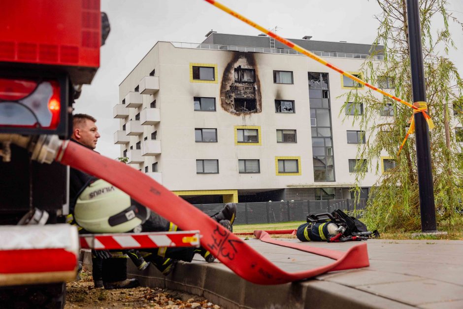 Per gaisrą Vilniaus Trimitų gatvėje žmogus apdegė ranką, rastas negyvas katinas