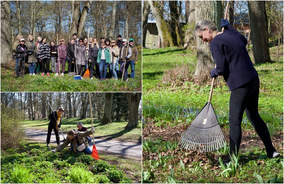 Ukrainiečiai padėkos talkoje tvarkė Vilniaus miesto parkus