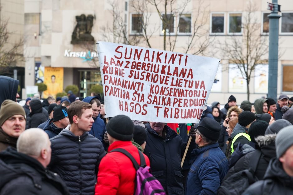 Žemdirbių protestas: skambūs šūkiai, „nubaubtas“ ministras, gaudžiantys traktorių signalai 