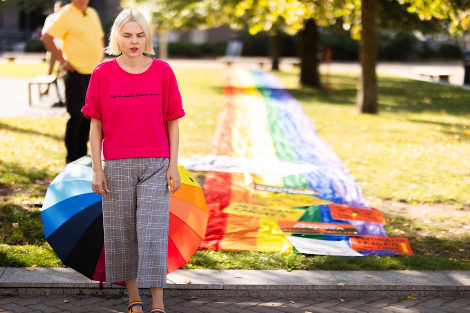 LGBTQ atstovų proteste – ir skambūs pareiškimai: „Geras pedofilas – miręs pedofilas“