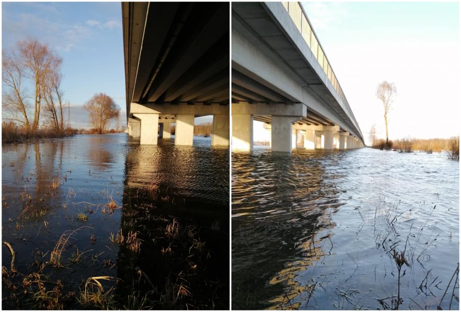 Rusnės estakadą pasiekė vanduo