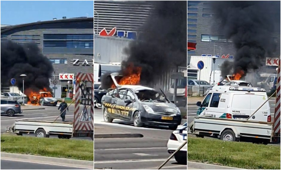 Sostinės degalinėje nugriaudėjo sprogimas: užsidegė taksi automobilis, nukentėjo vyras