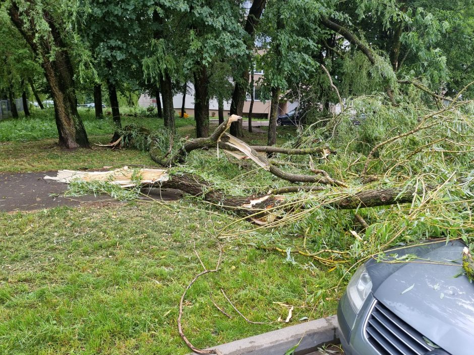 Kontrastai Kaune: vienur – svilinanti kaitra, kitur – skęstančios gatvės ir lūžtantys medžiai