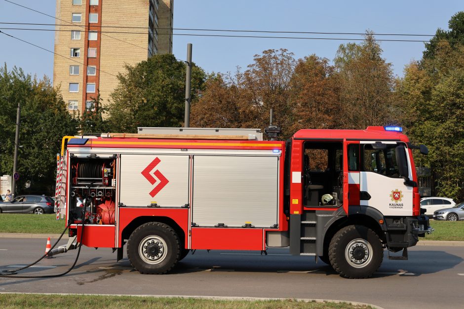 Gaisras Taikos prospekte: degalinės prieigose užsidegė šeimos automobilis