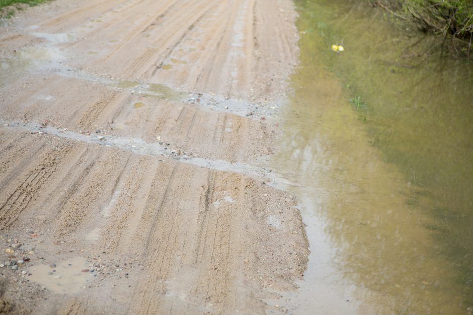 Romainių gyventojai stveriasi už galvų: gatvės virto upėmis, kiemai – ežerais