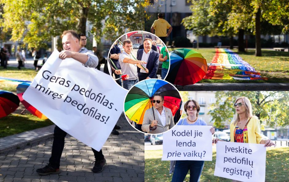 LGBTQ atstovų proteste – ir skambūs pareiškimai: „Geras pedofilas – miręs pedofilas“