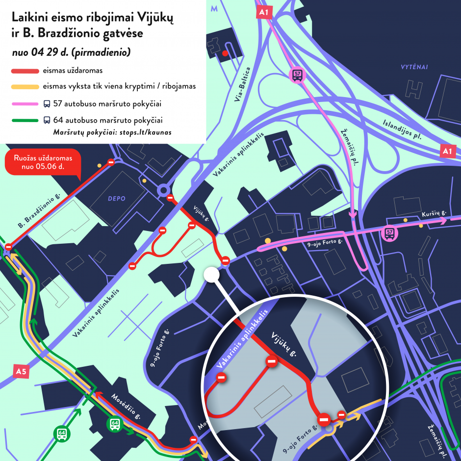 Prireiks kantrybės: dėl rekonstrukcijos – laikini eismo ribojimai dvejose Kauno gatvėse