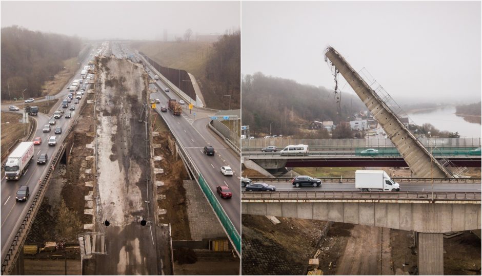 Naujausia informacija po tilto konstrukcijos griūties: uždaryta Panerių gatvė 