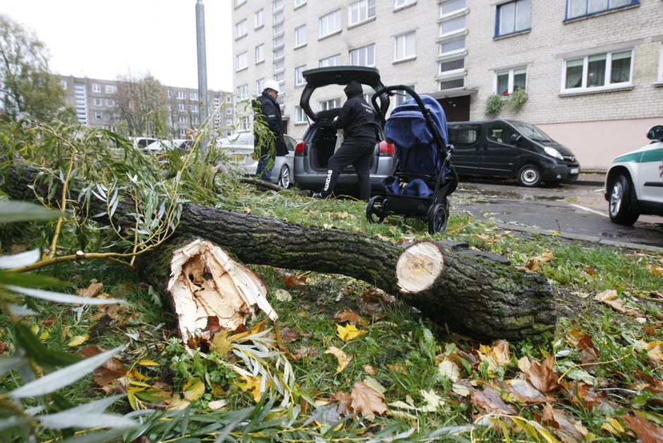 Vėtra uostamiestyje: niokojami automobiliai, į uostą neįplaukia laivai