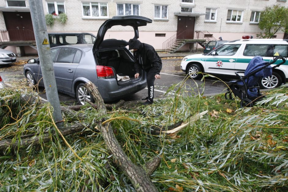 Vėtra uostamiestyje: niokojami automobiliai, į uostą neįplaukia laivai