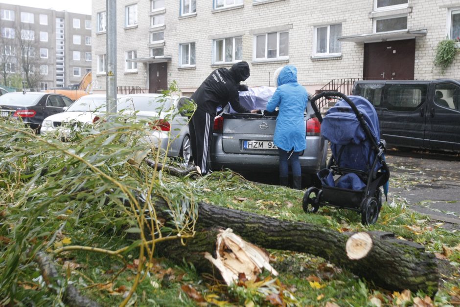 Vėtra uostamiestyje: niokojami automobiliai, į uostą neįplaukia laivai