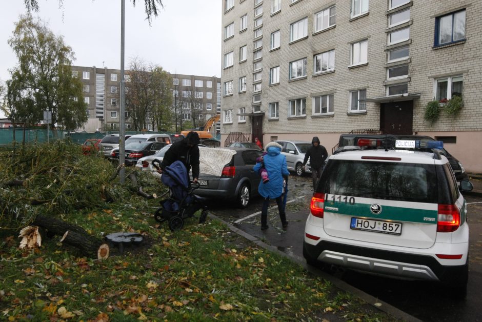 Vėtra uostamiestyje: niokojami automobiliai, į uostą neįplaukia laivai