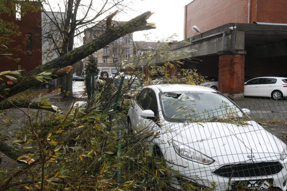 Vėtra uostamiestyje: niokojami automobiliai, į uostą neįplaukia laivai