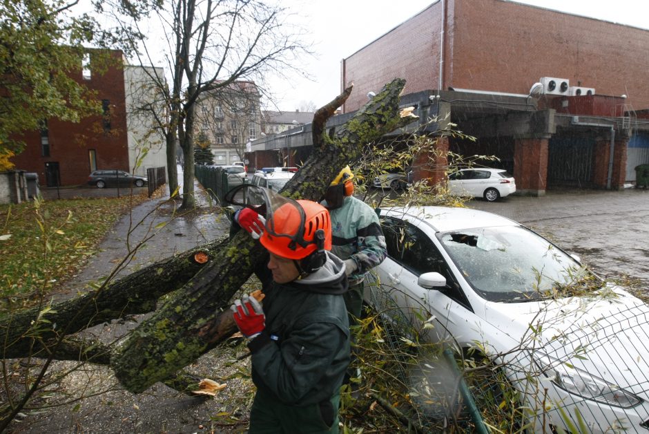 Vėtra uostamiestyje: niokojami automobiliai, į uostą neįplaukia laivai