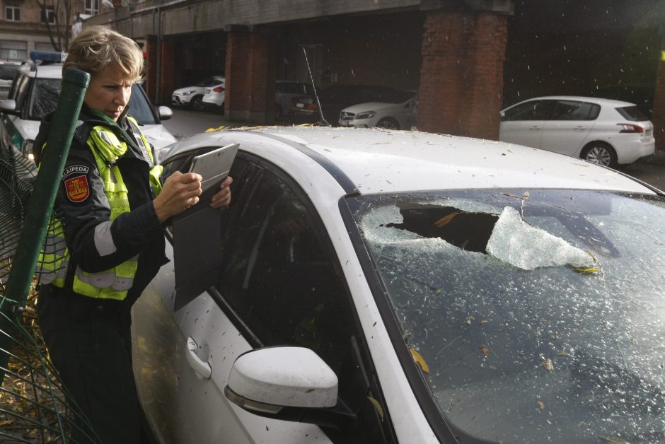 Vėtra uostamiestyje: niokojami automobiliai, į uostą neįplaukia laivai