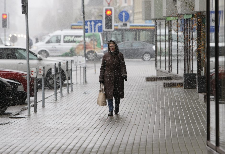 Uostamiestyje pasirodė pirmosios snaigės