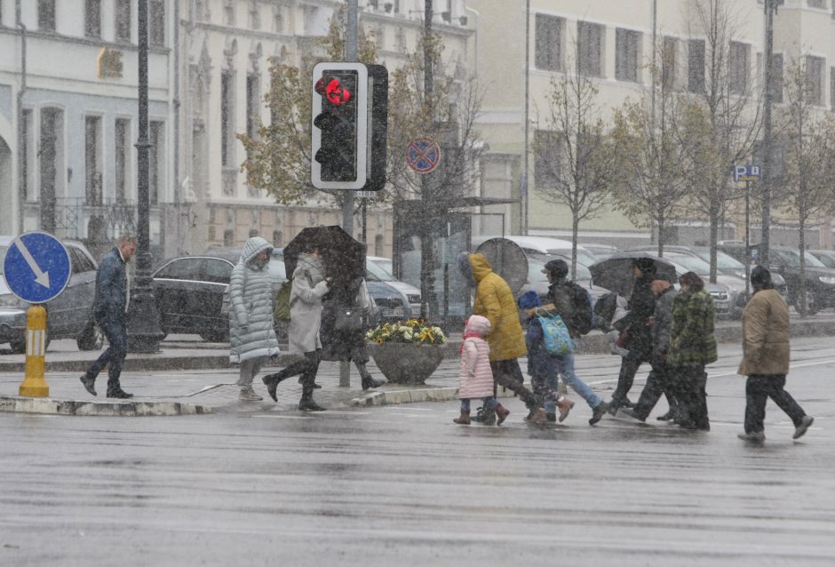 Uostamiestyje pasirodė pirmosios snaigės