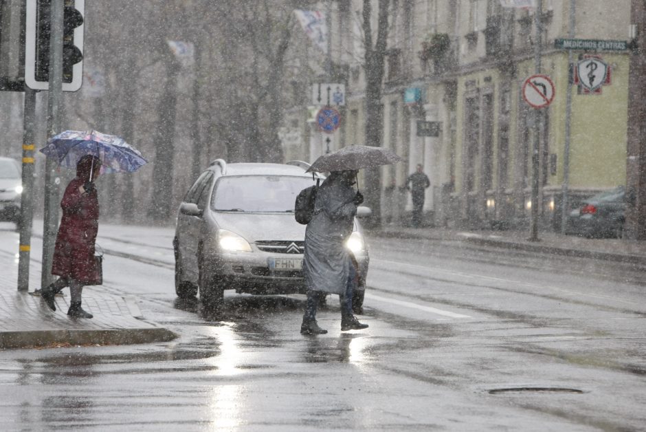 Uostamiestyje pasirodė pirmosios snaigės