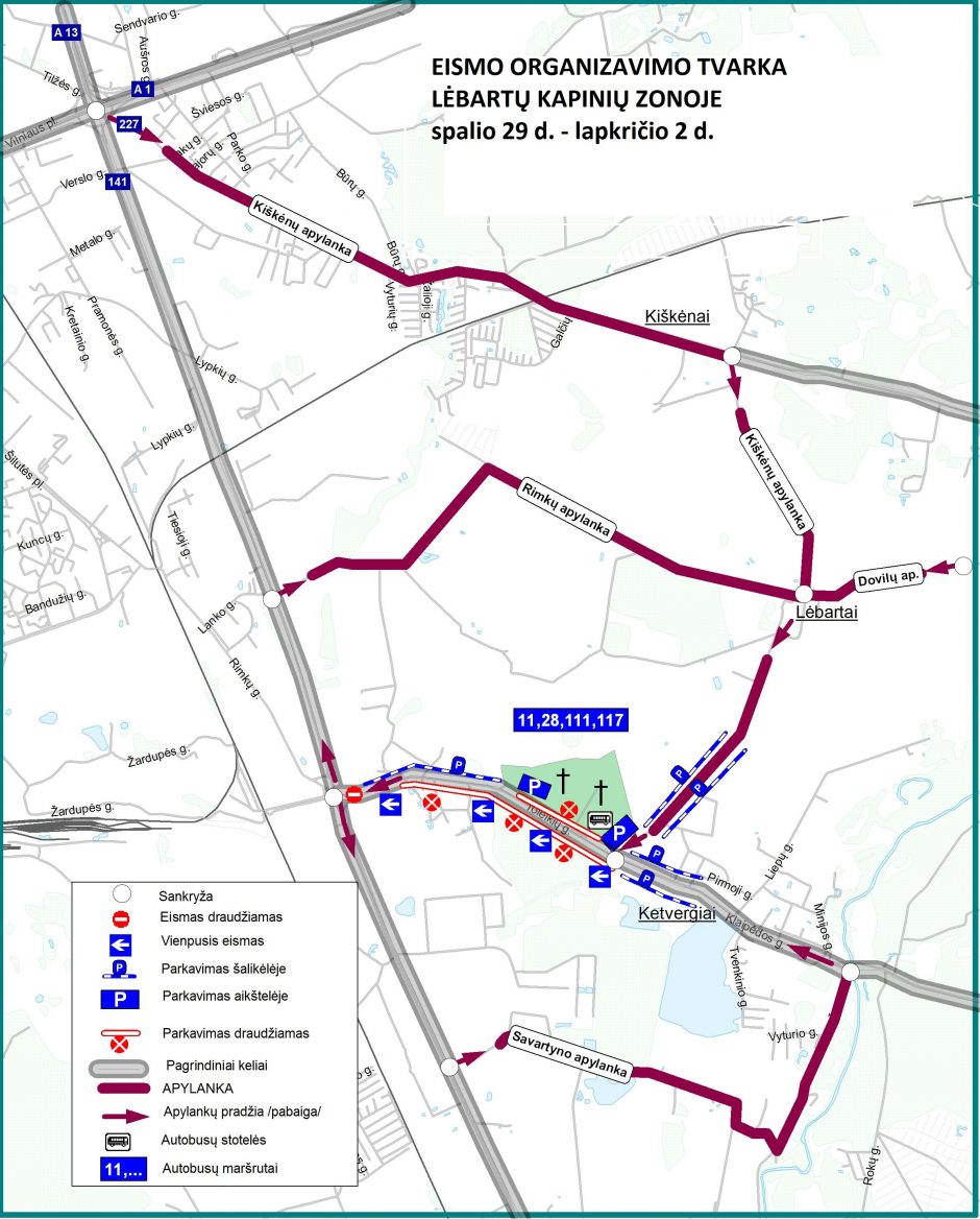 Eismo organizavimo tvarka Joniškės ir Lėbartų kapinių zonoje Vėlinių laikotarpiu
