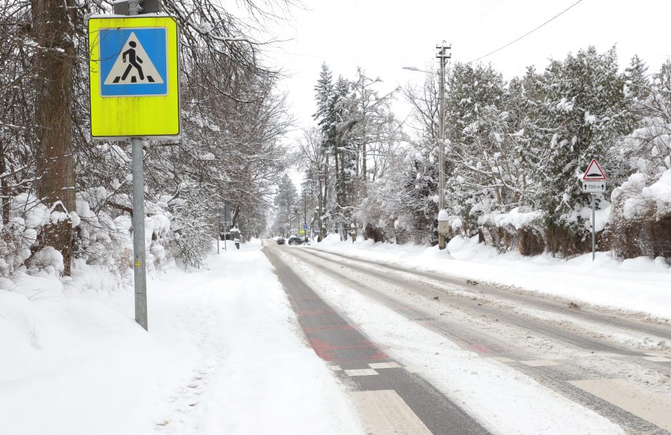 Perspėja: keliuose yra slidžių ruožų