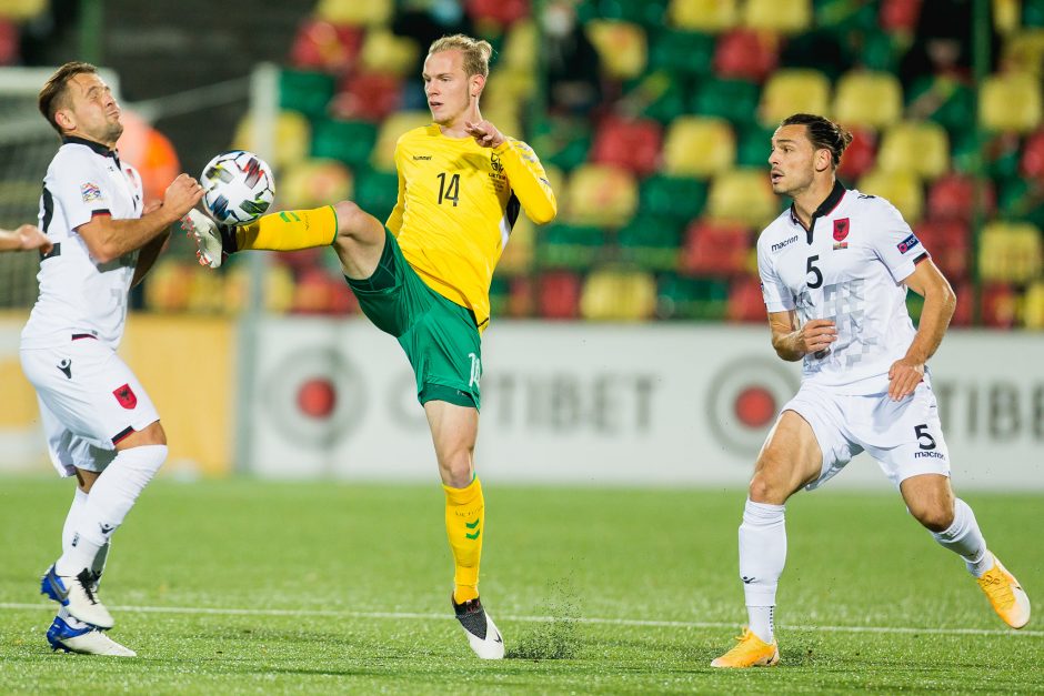 Lietuvos futbolo rinktinė sužaidė lygiosiomis su albanais