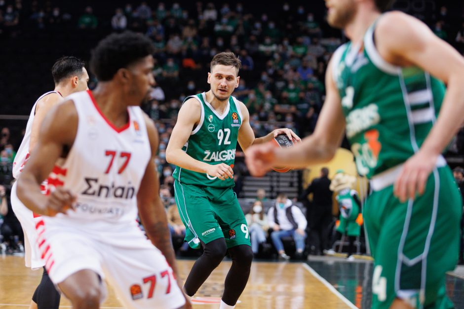  			 Antruosius šansus dovanojęs „Žalgiris” nusileido „Olympiakos”