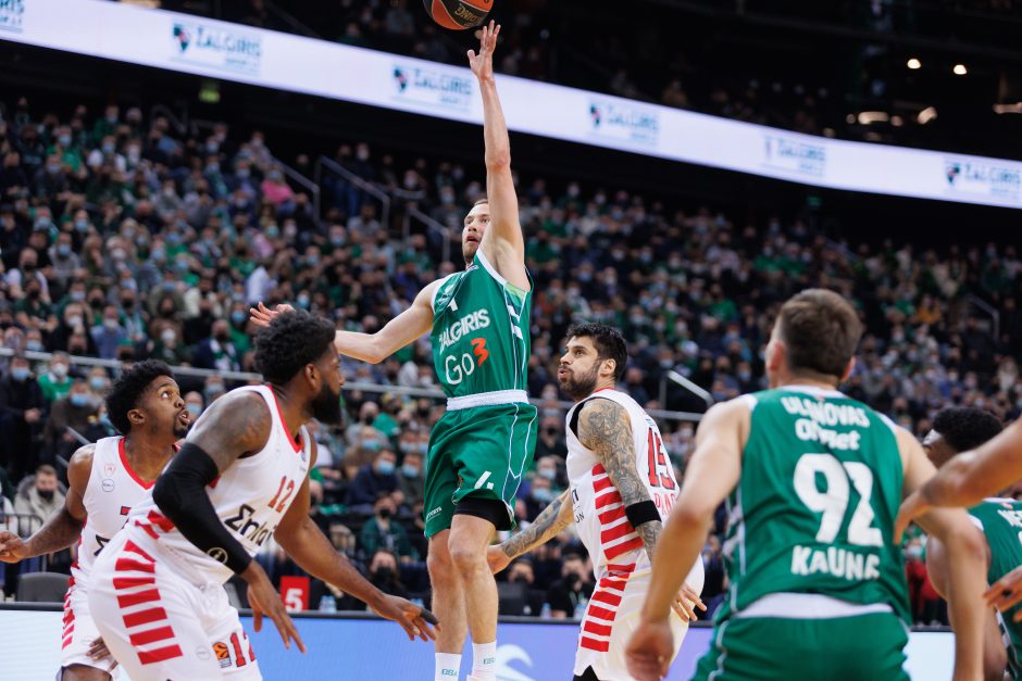  			 Antruosius šansus dovanojęs „Žalgiris” nusileido „Olympiakos”