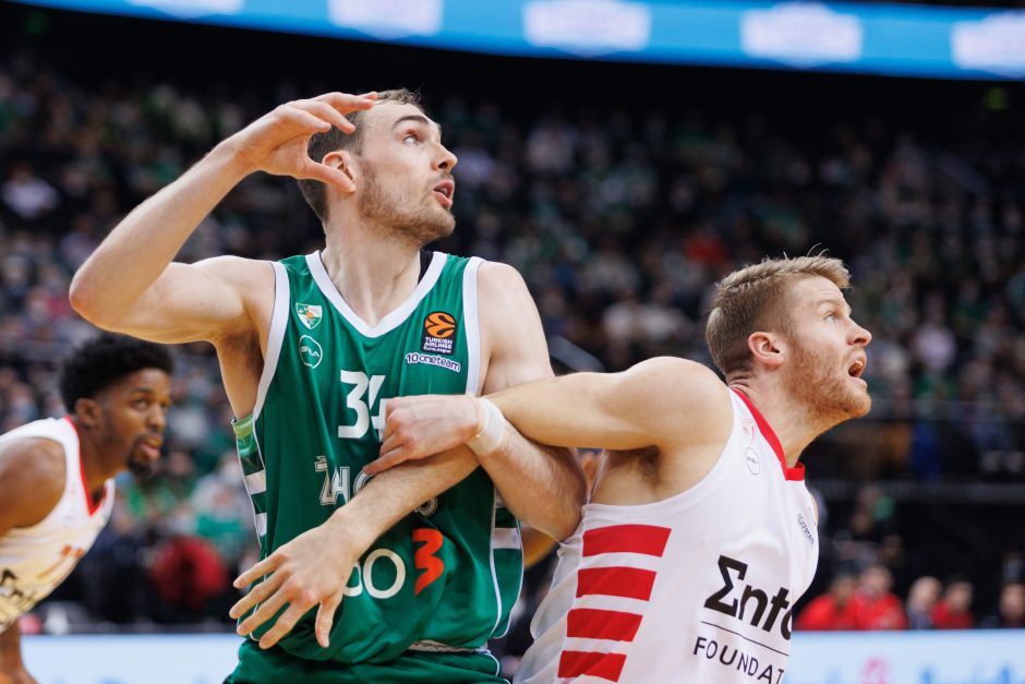  			 Antruosius šansus dovanojęs „Žalgiris” nusileido „Olympiakos”