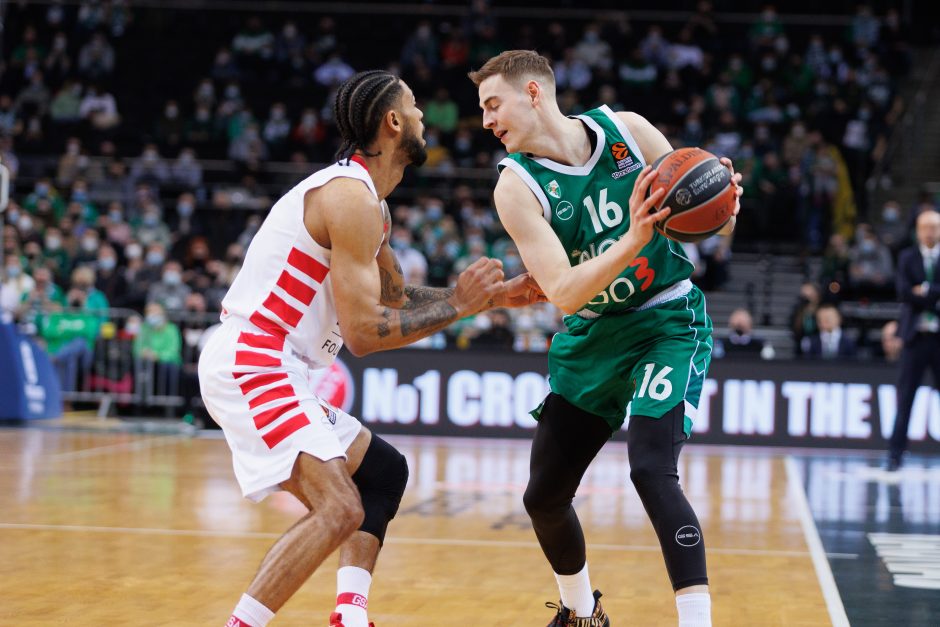  			 Antruosius šansus dovanojęs „Žalgiris” nusileido „Olympiakos”