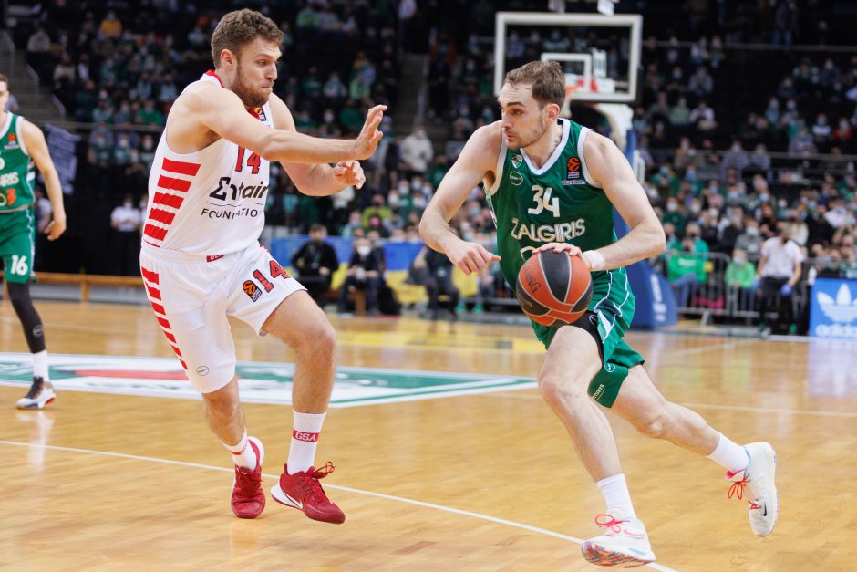  			 Antruosius šansus dovanojęs „Žalgiris” nusileido „Olympiakos”