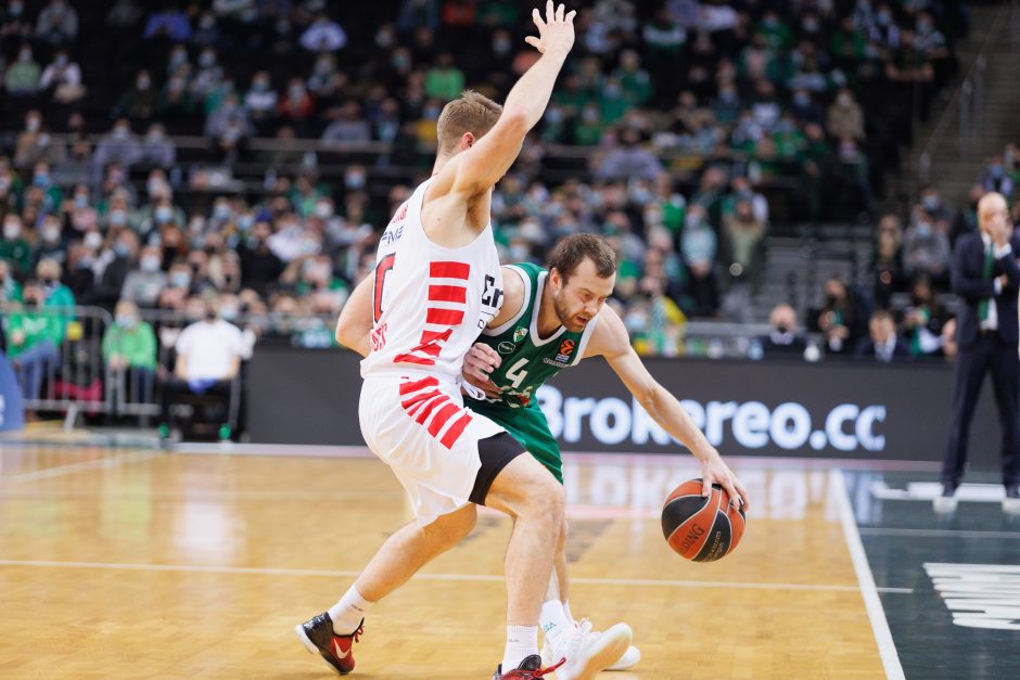  			 Antruosius šansus dovanojęs „Žalgiris” nusileido „Olympiakos”