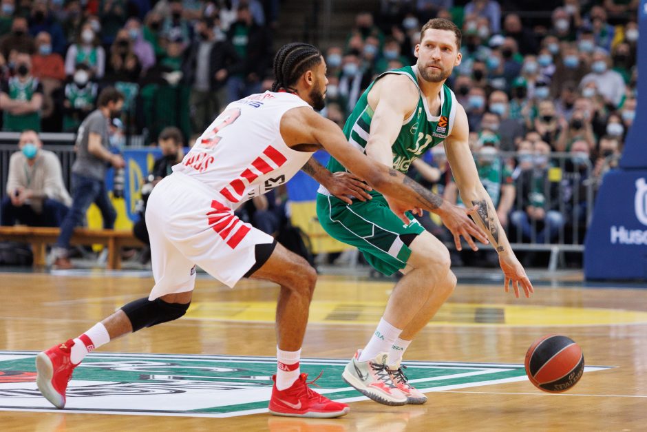  			 Antruosius šansus dovanojęs „Žalgiris” nusileido „Olympiakos”