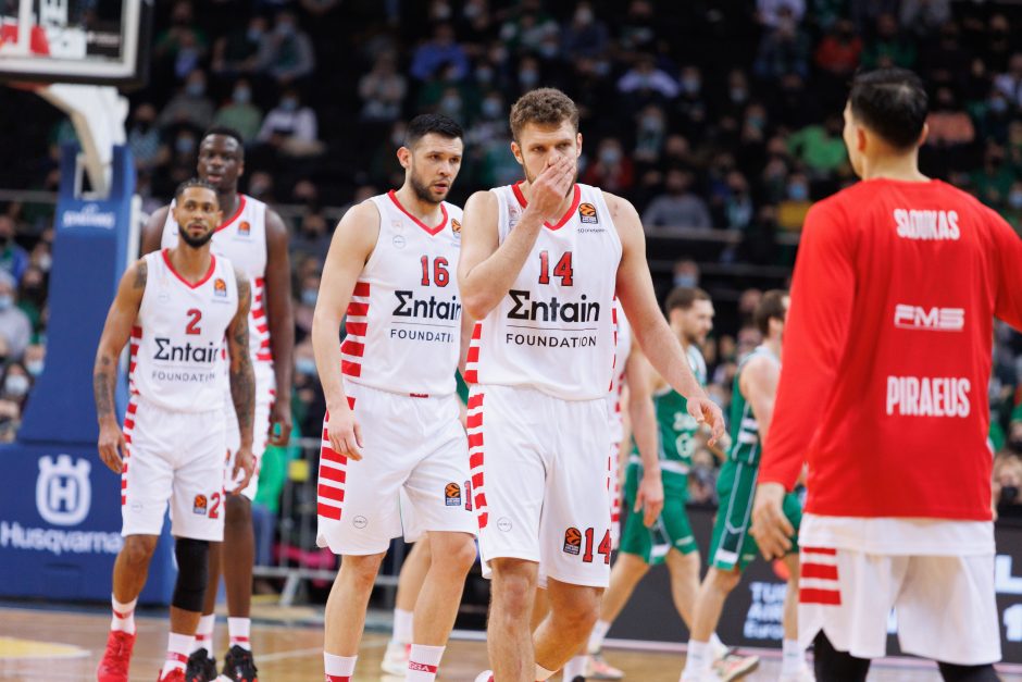  			 Antruosius šansus dovanojęs „Žalgiris” nusileido „Olympiakos”