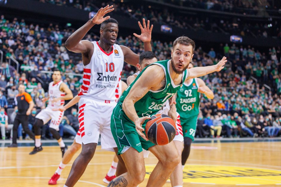  			 Antruosius šansus dovanojęs „Žalgiris” nusileido „Olympiakos”