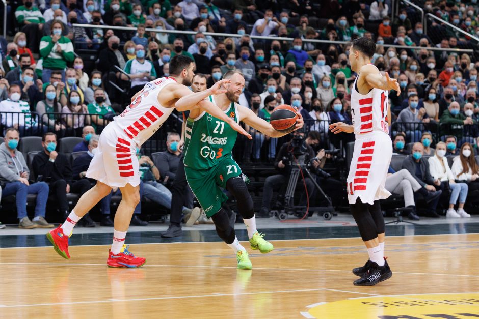  			 Antruosius šansus dovanojęs „Žalgiris” nusileido „Olympiakos”