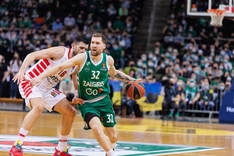  			 Antruosius šansus dovanojęs „Žalgiris” nusileido „Olympiakos”