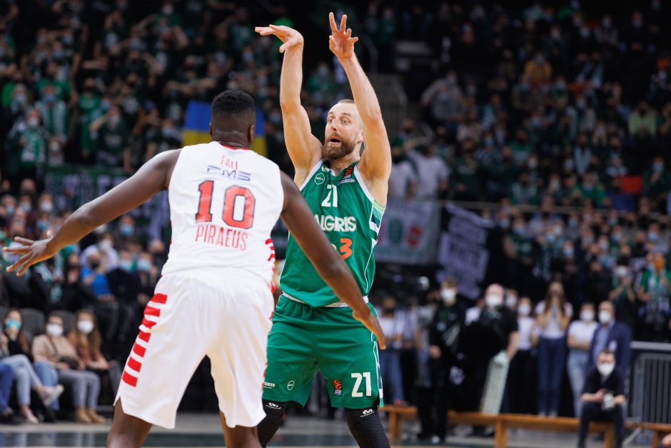  			 Antruosius šansus dovanojęs „Žalgiris” nusileido „Olympiakos”