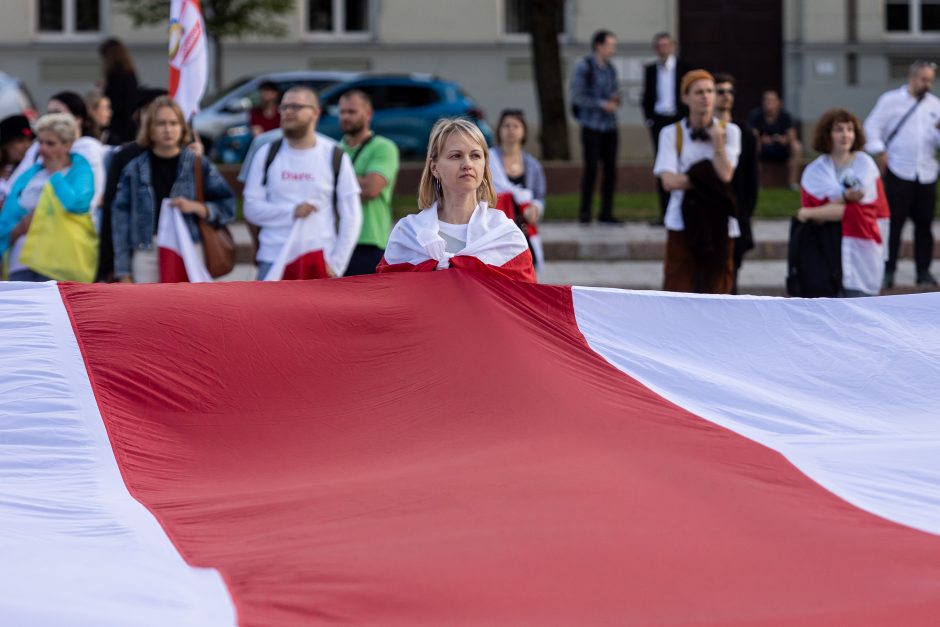 Eitynėmis ir mitingu Vilniuje baltarusiai paminėjo prezidento rinkimų metines 