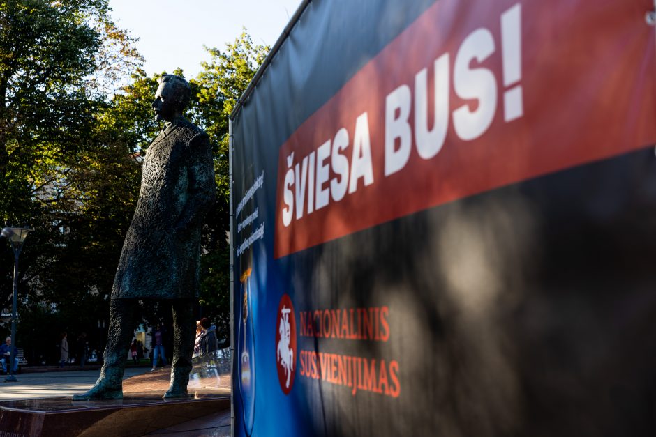 Šimtas žmonių prie Vyriausybės ragino valdžią imtis tvarių sprendimų dėl elektros kainų