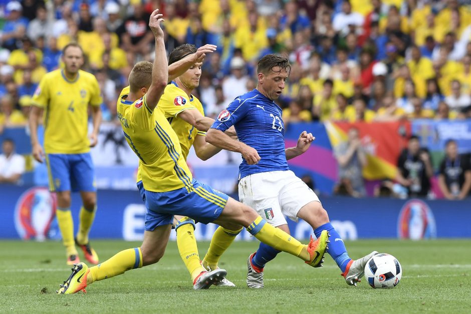 Italijos futbolininkai palaužė Švedijos rinktinę ir iškopė į aštuntfinalį