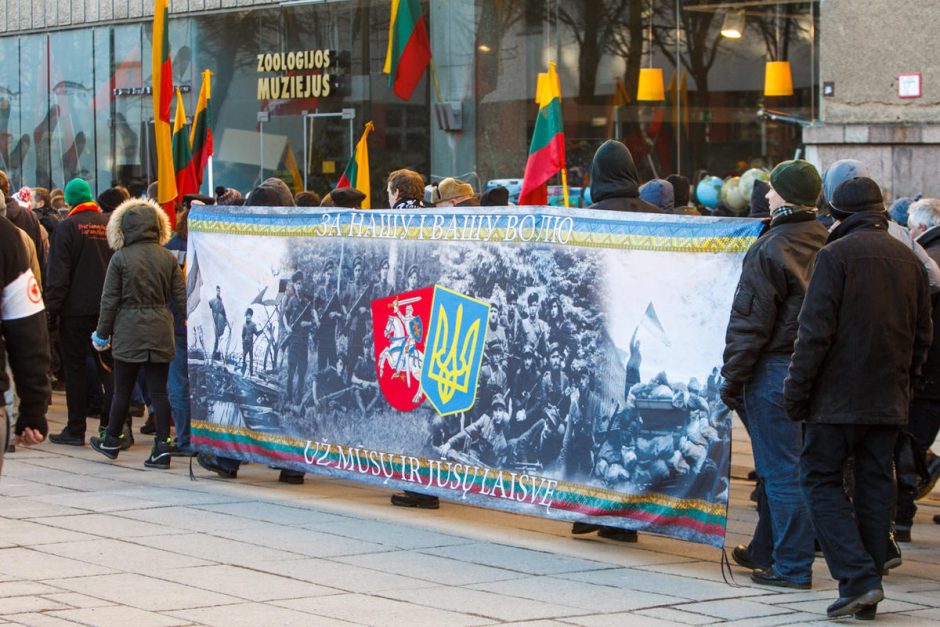 Tautinio jaunimo eitynėse skambėjo šūkis: šlovė Ukrainai!