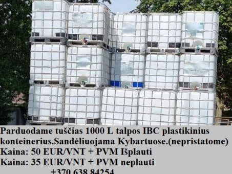 Skelbimas - 1000 L talpos IBC plastikiniai konteineriai