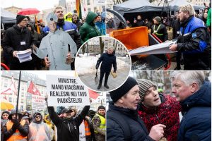 Žemdirbių protestas: skambūs šūkiai, „nubaubtas“ ministras, gaudžiantys traktorių signalai 